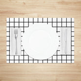 Aperturee - Simple White Black Plaid Modern Set Of 4 Placemats